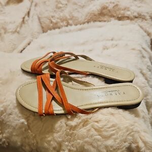 Talbots Strappy Sandals in Vibrant Orange and Soft Cream